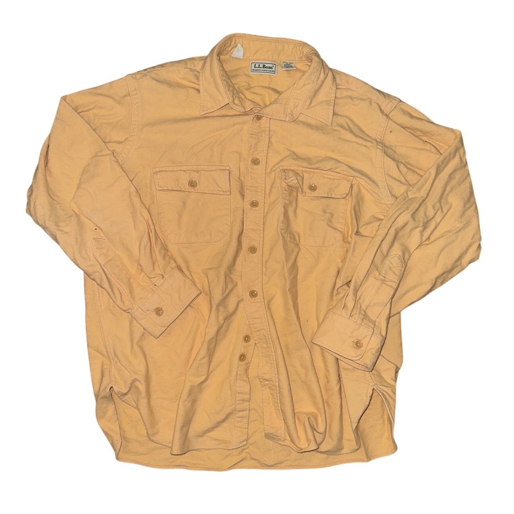 Vintage LL Bean Chamois Cloth Shirt Mens XL Yellow Cotton Made in USA DN26